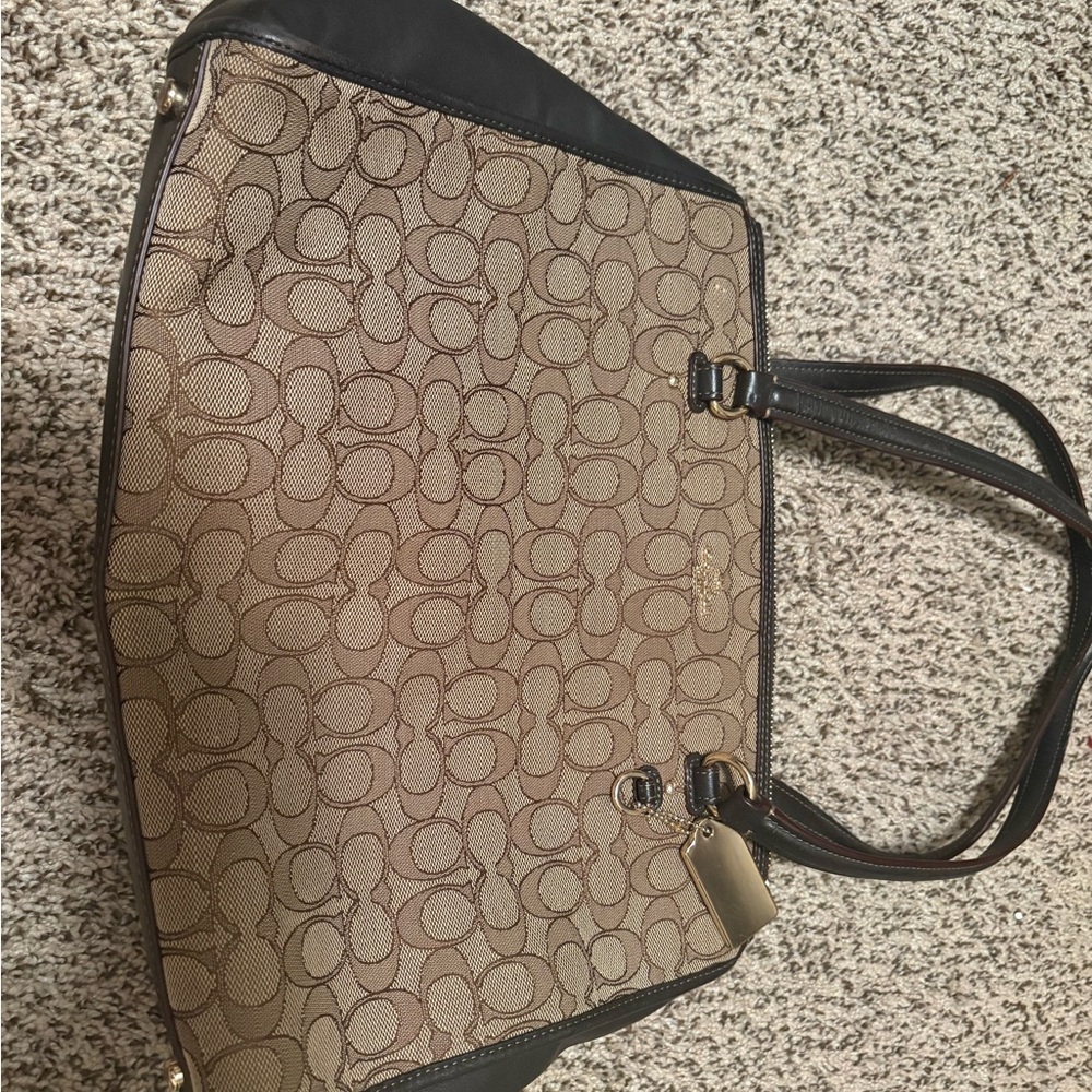 Coach Signature Canvas Tote Bag - Brown and Black